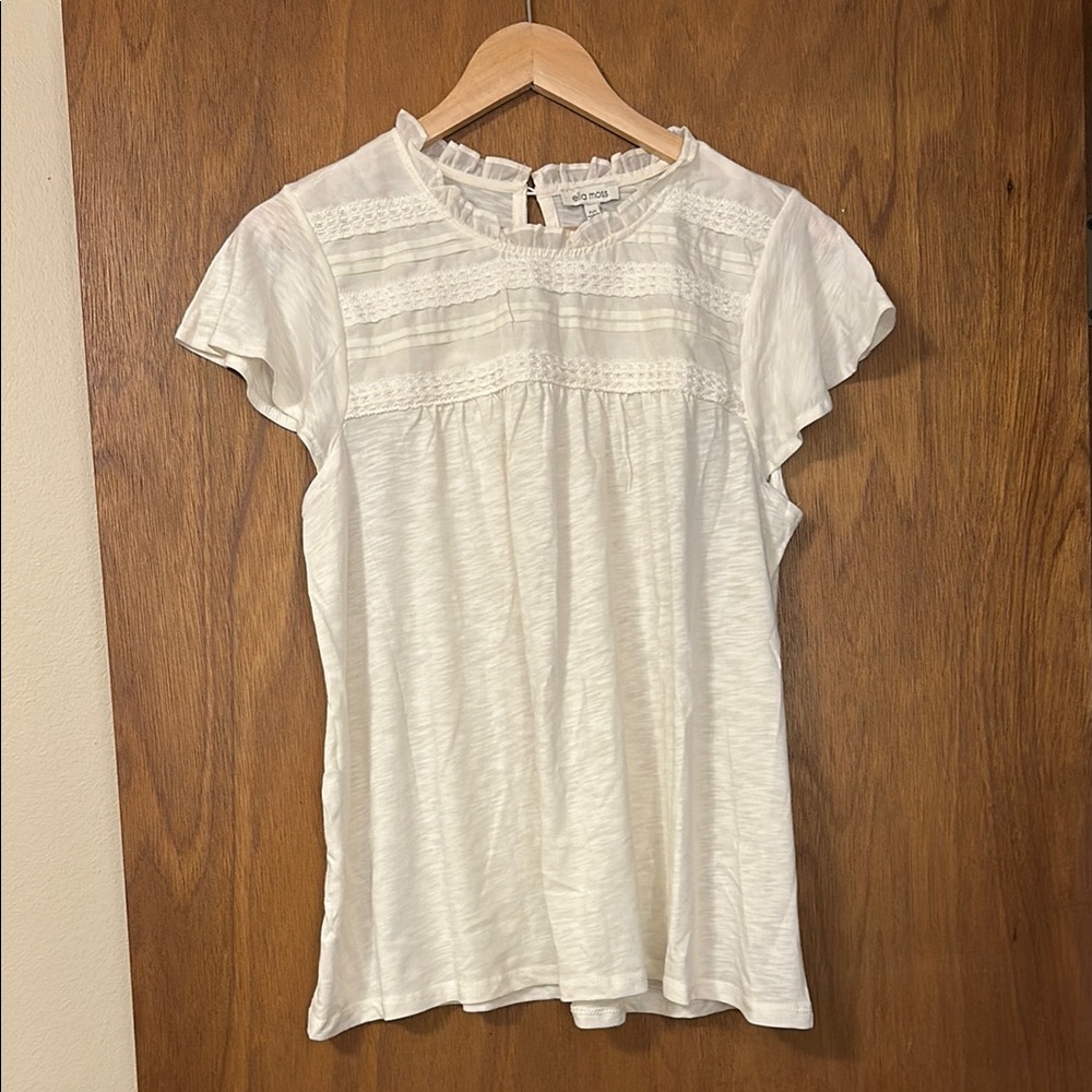 Ella Moss | White Ruffled Collar Blouse
